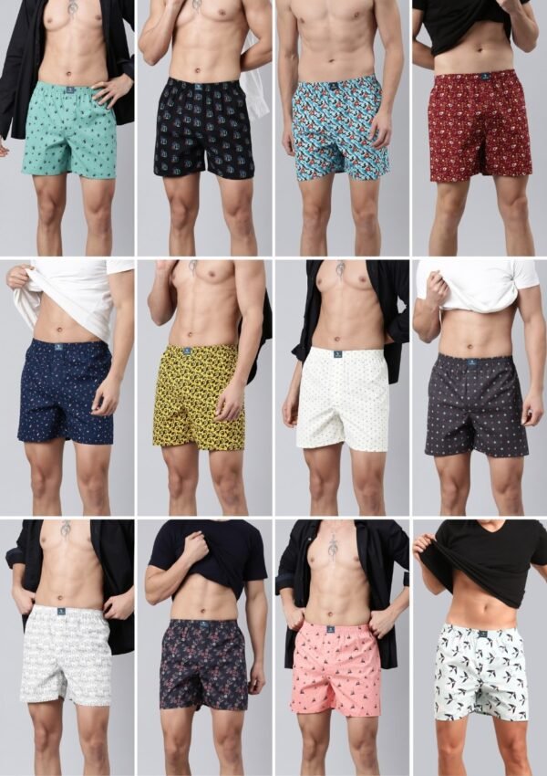 Joven 100% Cotton Printed Boxers Pack of 12 Pcs box