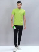 OR-51 ACID LIME MEN'S SOLID PIQUE SLIM FIT POLO T-SHIRT