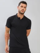 OR-51 BLACK MEN'S SOLID PIQUE SLIM FIT POLO T-SHIRT