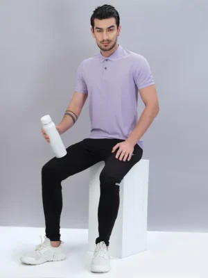 OR-51 BLUBERRY VIOLET MEN'S SOLID PIQUE SLIM FIT POLO T-SHIRT