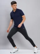 OR-51 NAVY BLUE MEN'S SOLID PIQUE SLIM FIT POLO T-SHIRT