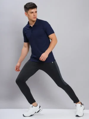 OR-51 NAVY BLUE MEN'S SOLID PIQUE SLIM FIT POLO T-SHIRT
